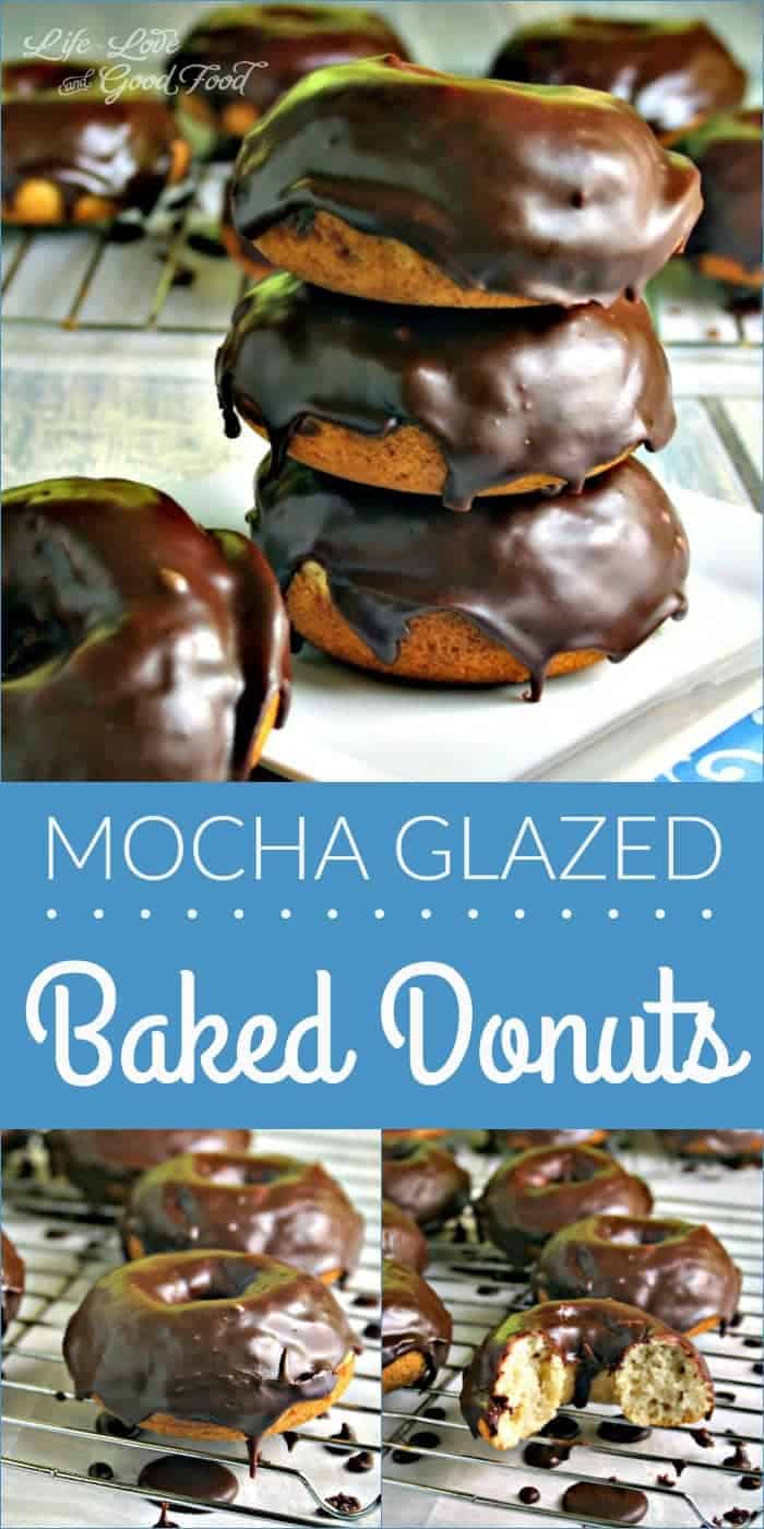 Mocha Glazed Baked Donuts on a plate