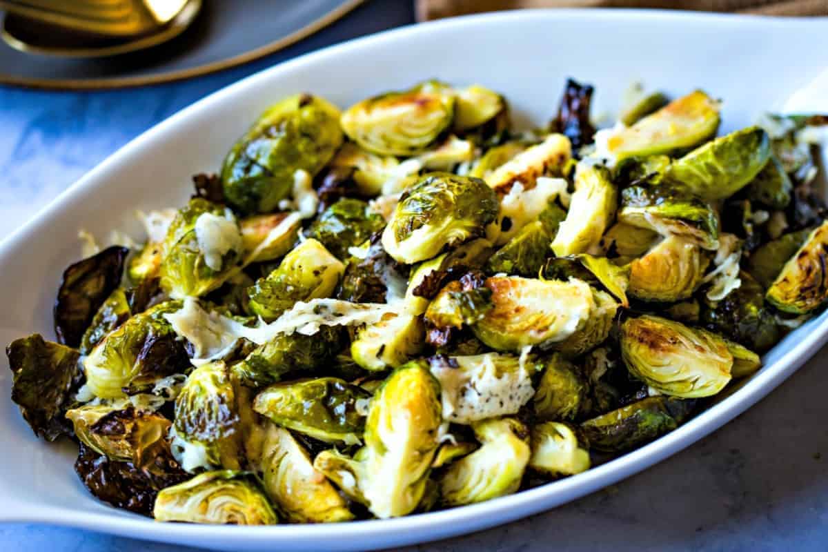 Roasted Brussels Sprouts with Asiago Cheese