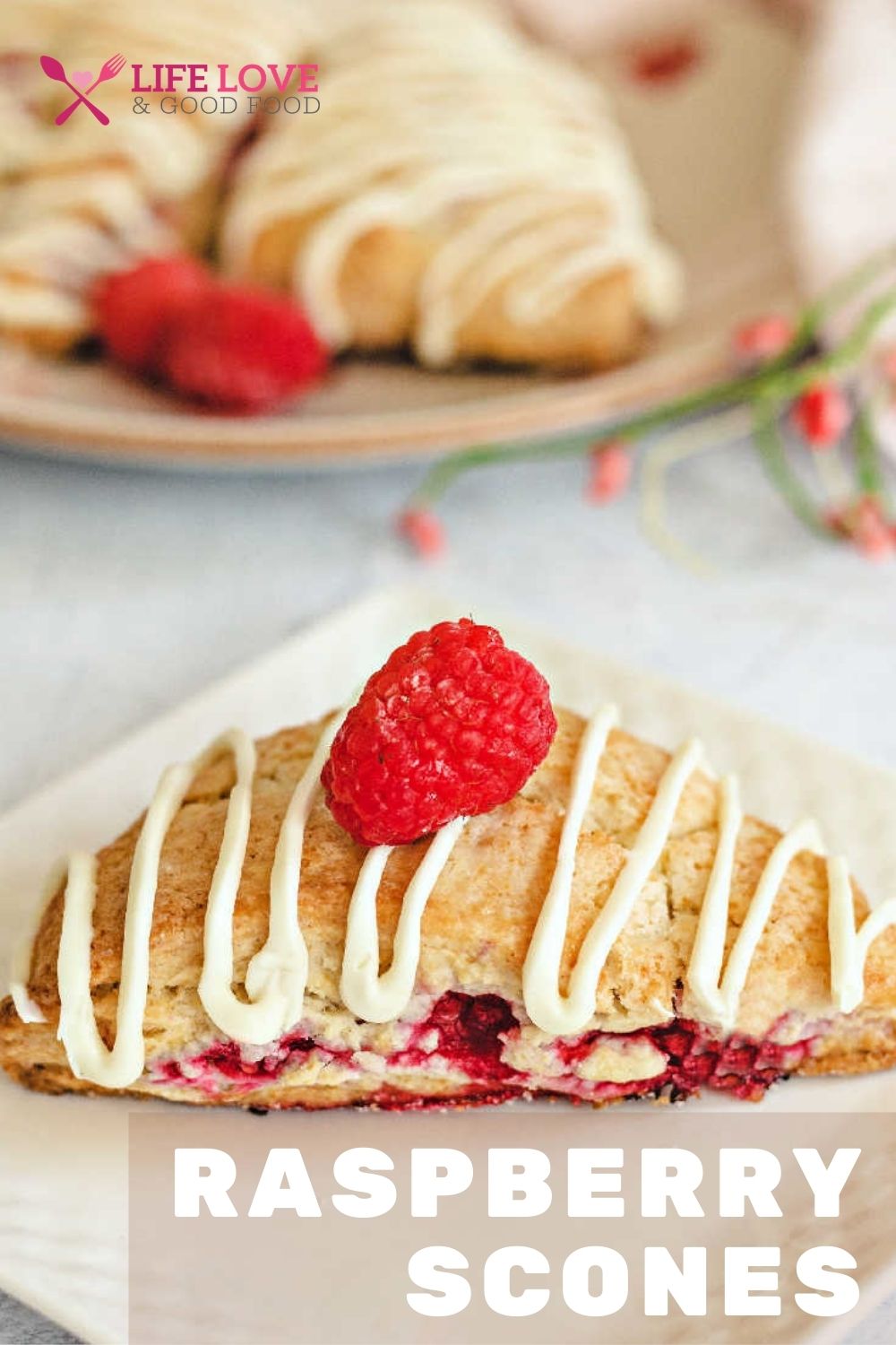 Raspberry Scones with White Chocolate Drizzle Life, Love, and Good Food