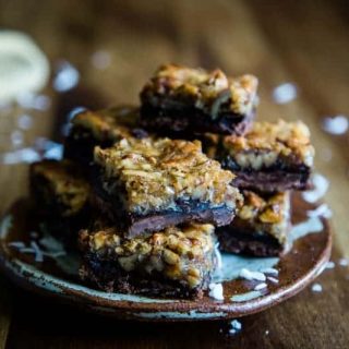 a plate loaded with cookie dessert bars