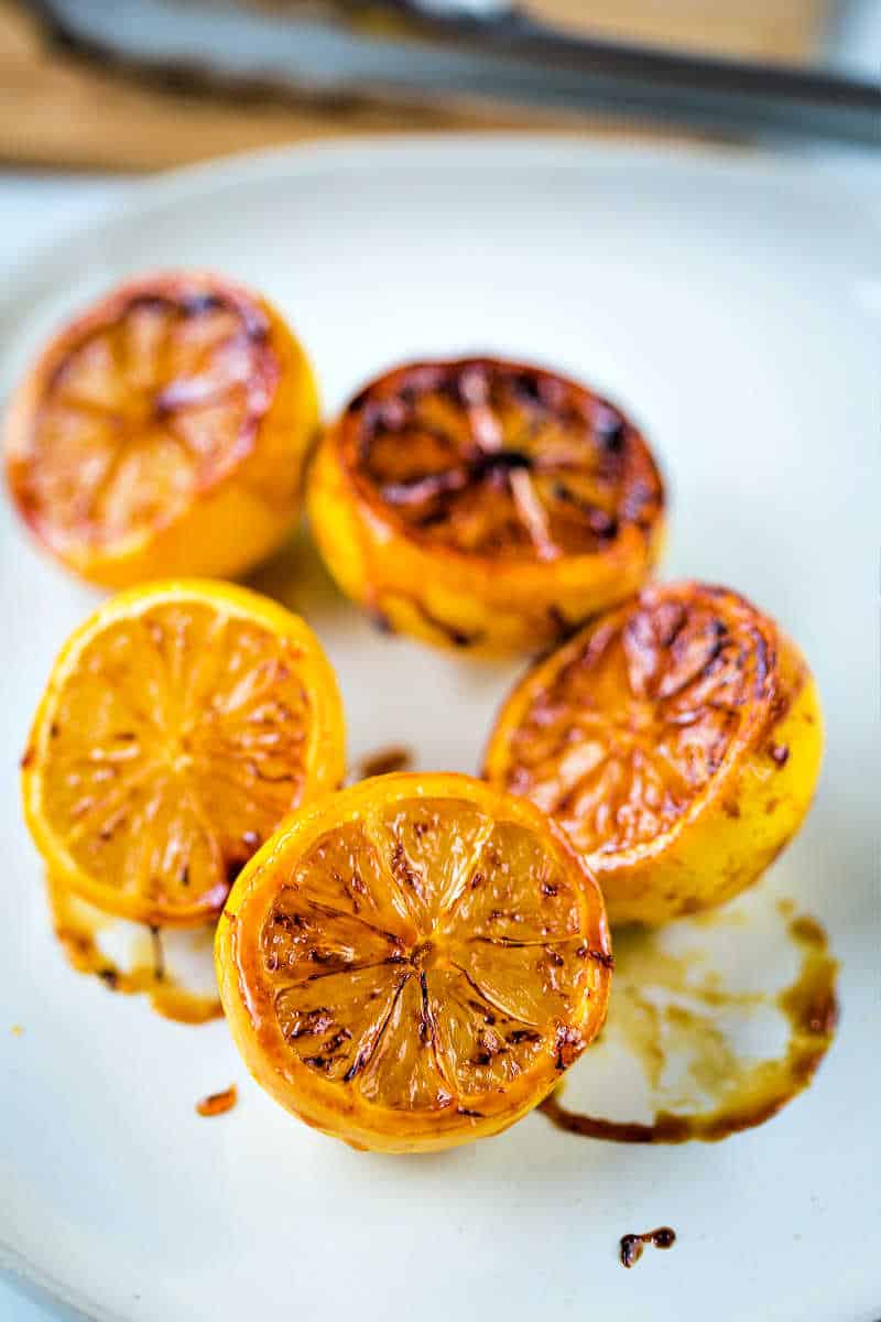 caramelized lemon halves on a plate