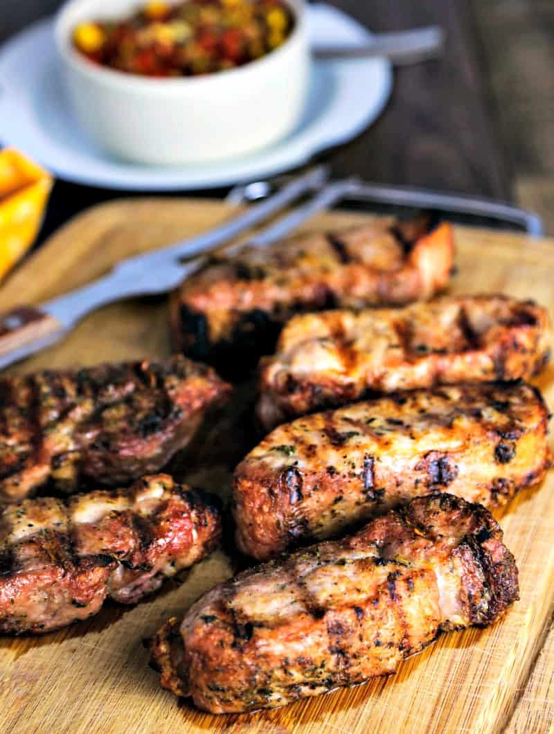 Grilled Country-Style Pork ribs on a cutting board