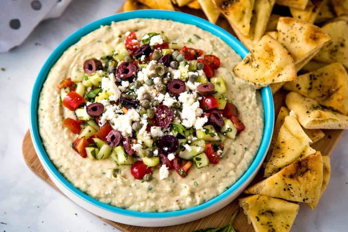 Mediterranean Layer Dip with Homemade White Bean Hummus Life, Love