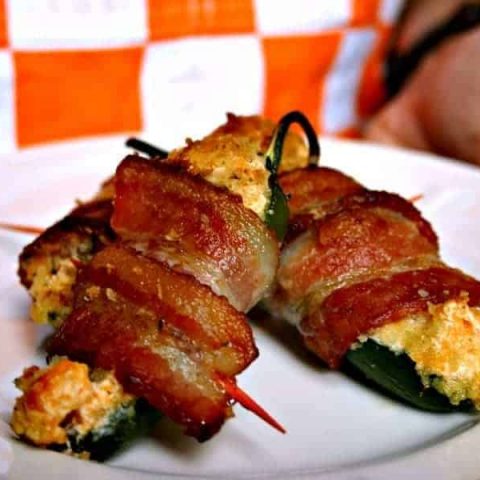A plate of Bacon Cheddar Jalapeno Poppers