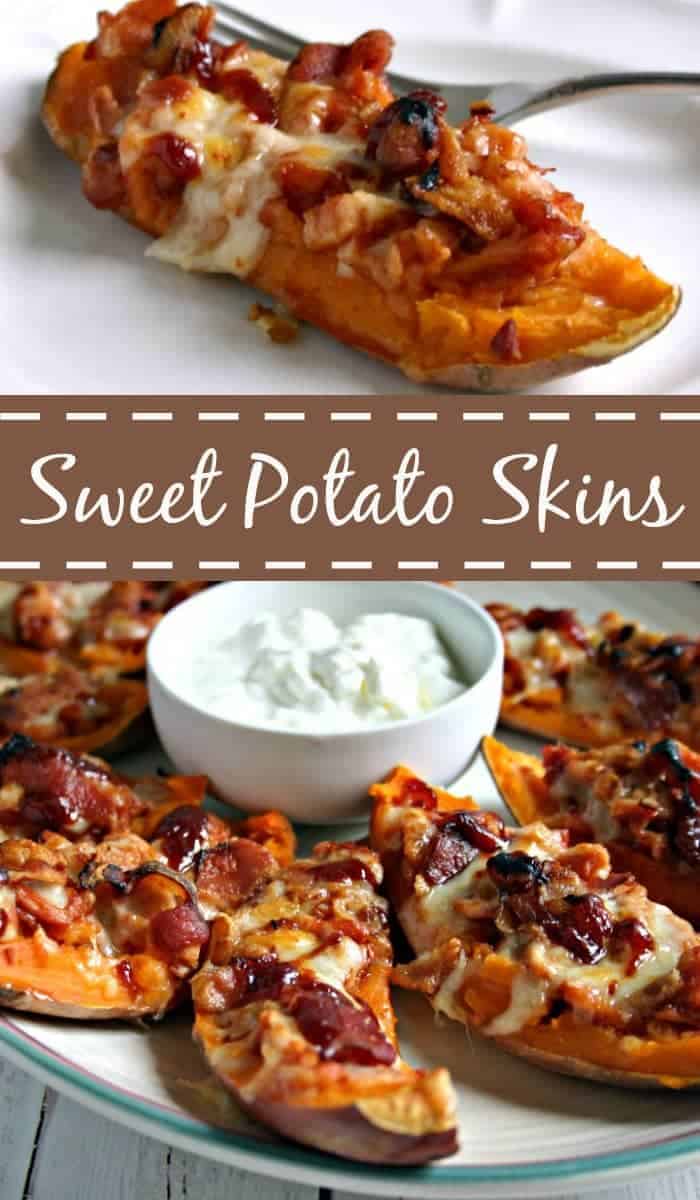 Sweet Potato Skins, a hearty appetizer filled with smoked turkey, white cheddar, and bacon | Life Love, and Good Food
