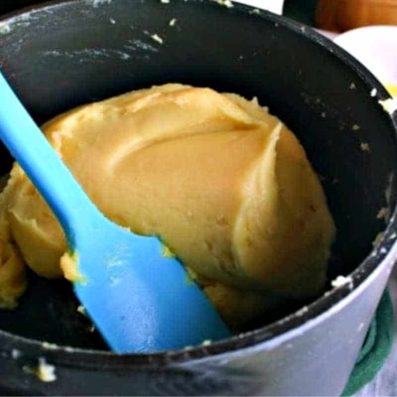 choux dough in pan