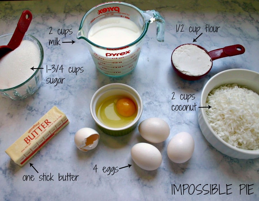 Ingredients for impossible pie