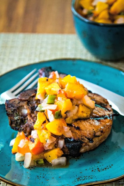 Grilled Pork Chops with Peach Salsa - Life, Love, and Good Food