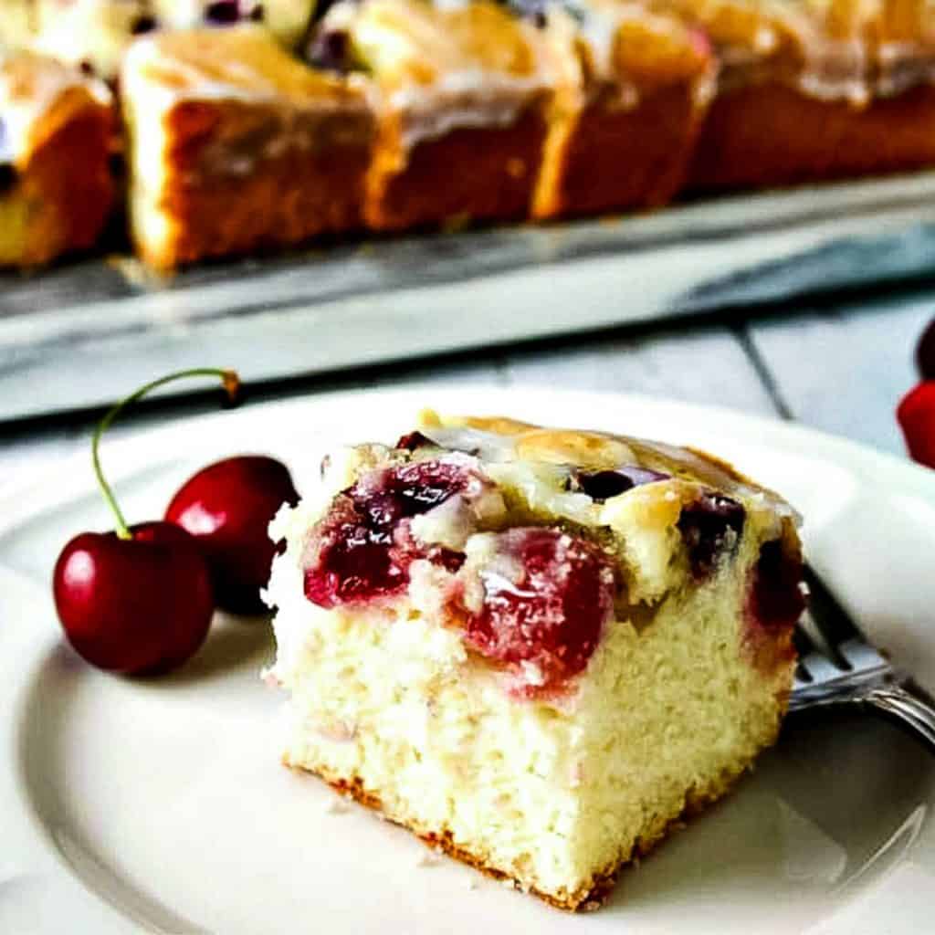 Cherry Cake with Buttermilk Powdered Sugar Glaze Life, Love, and Good