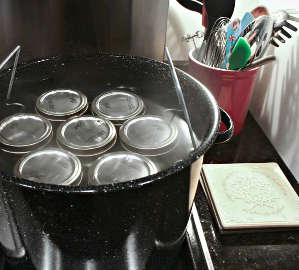 A canner filled with a water bath