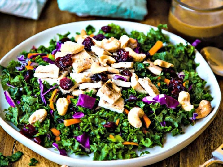 CHOPPED CHICKEN KALE SALAD WITH THAI PEANUT VINAIGRETTE
