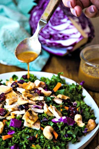 Chicken Kale Salad with Thai Peanut Vinaigrette - Life, Love, and Good Food