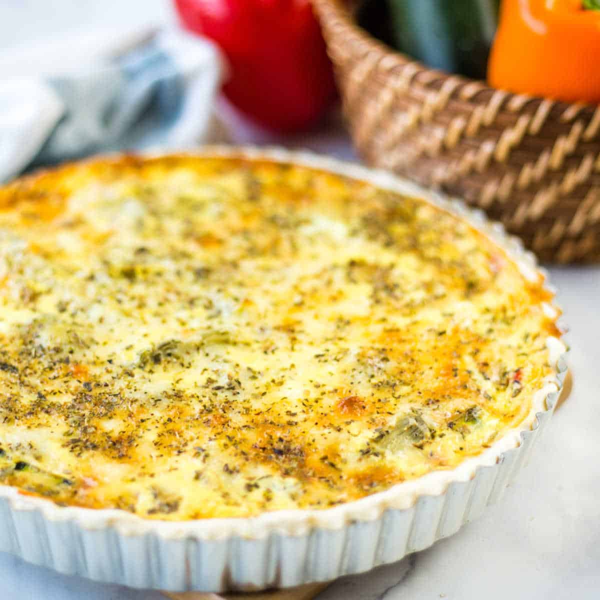 baked quiche in a tart pan