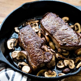 new york strip in a cast iron skillet