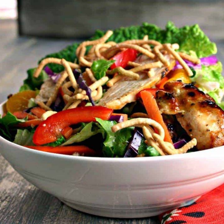 A bowl of salad, with Asian Chicken Salad