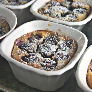 A bowl of food, with Cherry Clafoutis