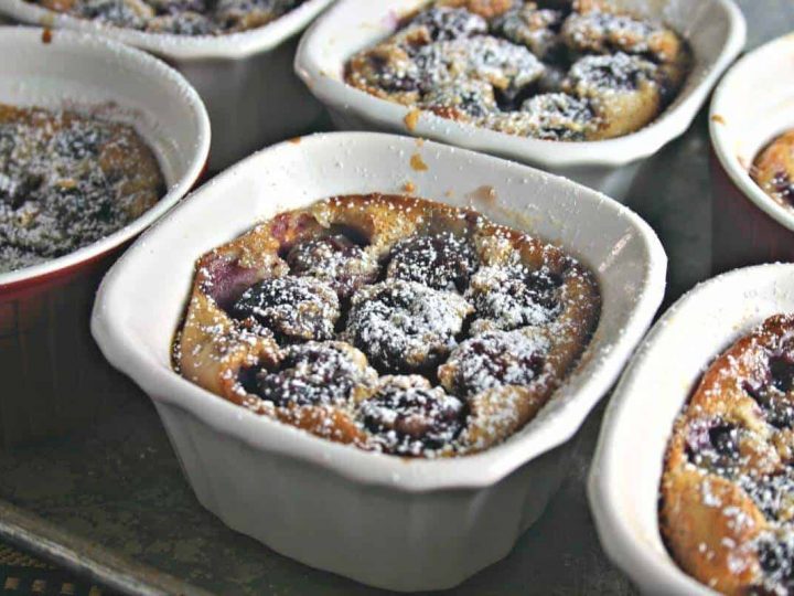 A bowl of food, with Cherry Clafoutis