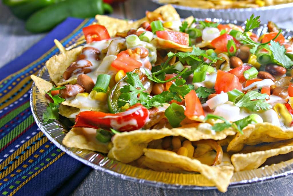 Supreme Veggie Nachos with Green Chili Cheese Sauce Life, Love, and Good Food