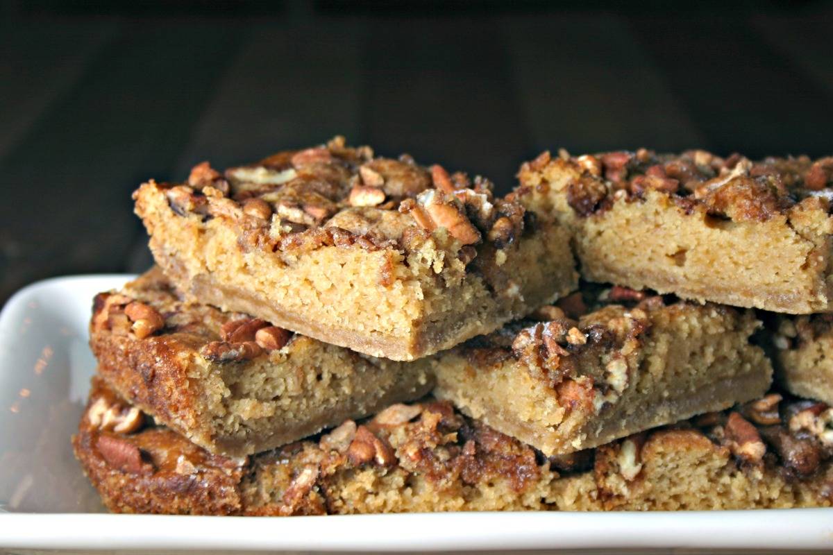 A close up of slices of Brown Sugar Pecan Coffee Cake on a plate