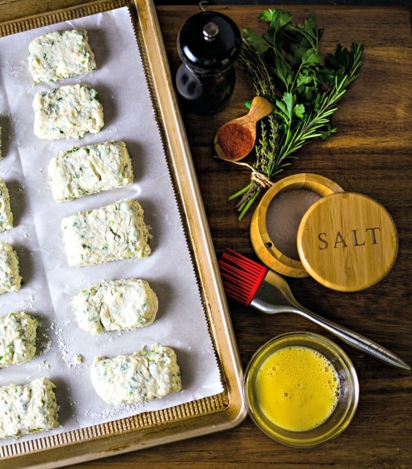 Savory Ricotta Scones with fresh herbs and egg wash