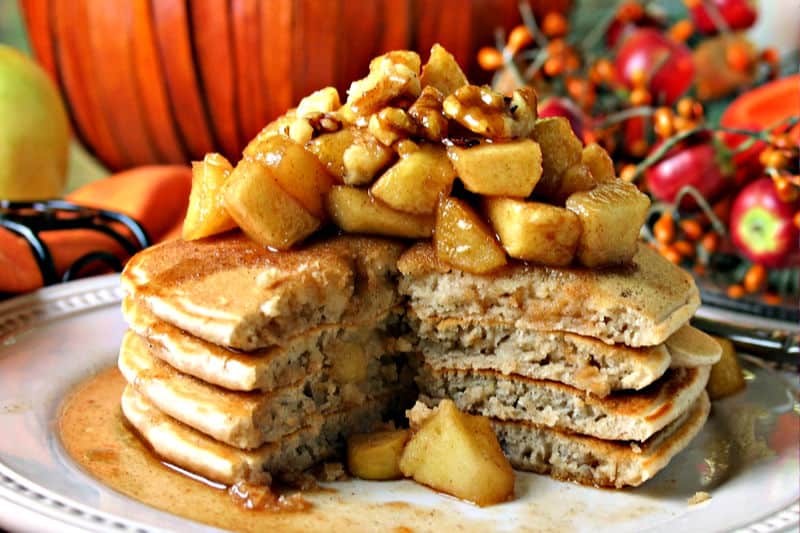 A plate Apple Cinnamon Pancakes