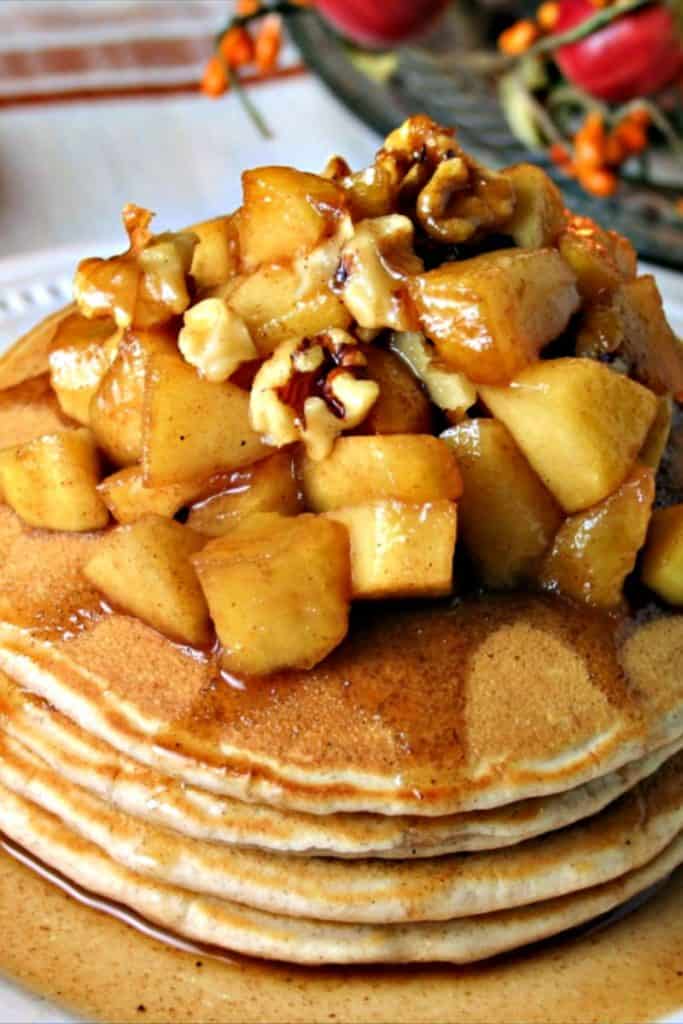 A plate of Apple Cinnamon Pancakes