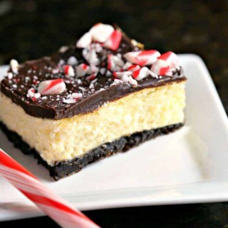 A Peppermint Cheesecake Bar on a plate