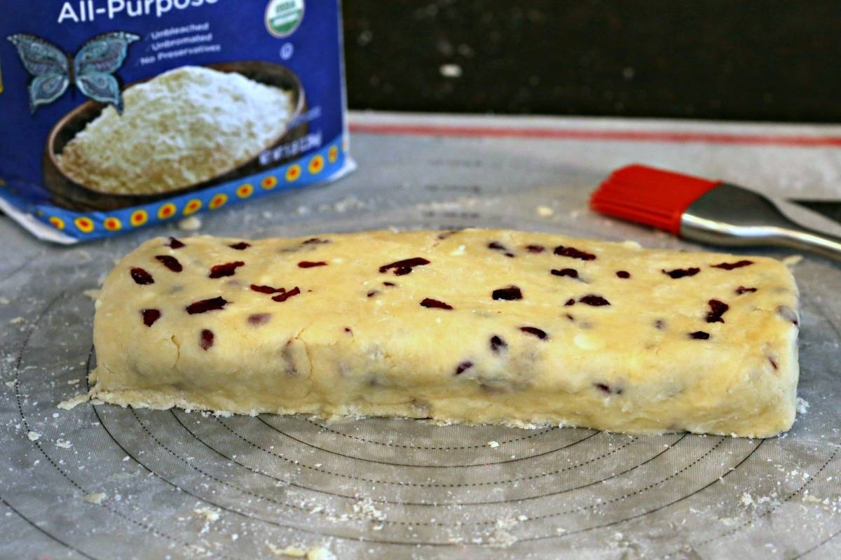 Preparing the dough for White Chocolate Cranberry Scones 