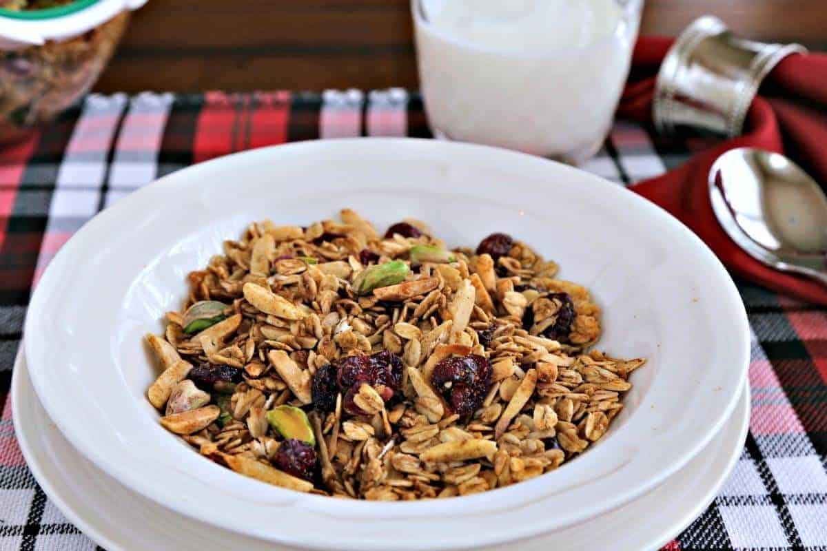 A bowl of Ginger Spice Granola on a table