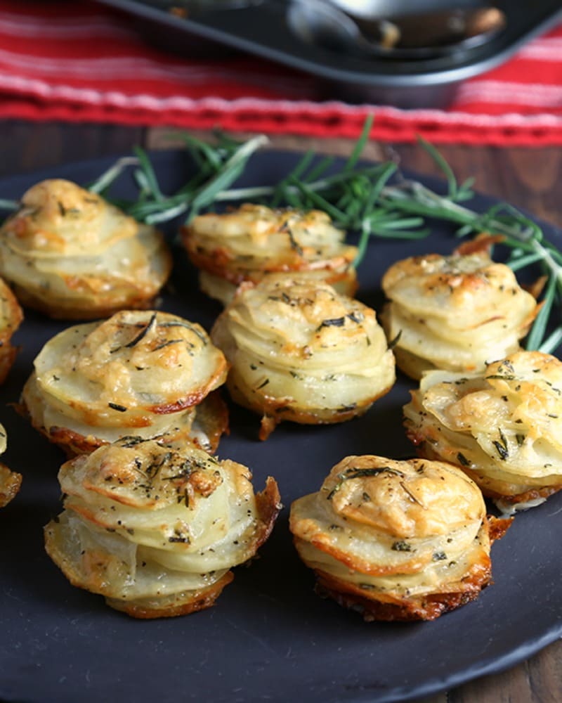 A plate of Asiago Potato Stacks