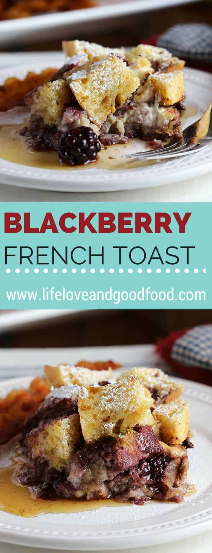 A close up of a plate of Blackberry French Toast 