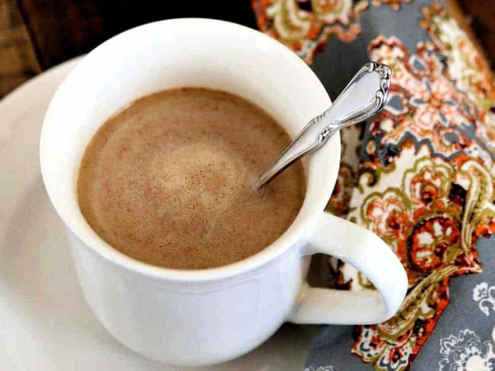 a mug of chai tea made with instant mix