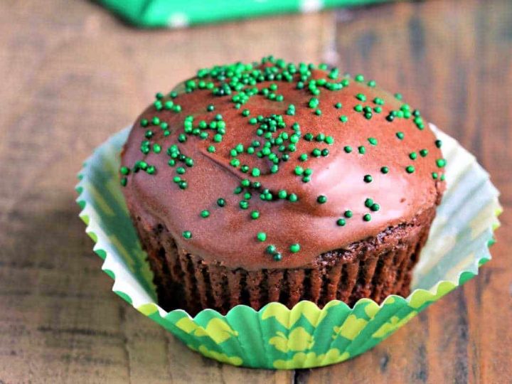 Mint Cream Filled Chocolate Cupcake