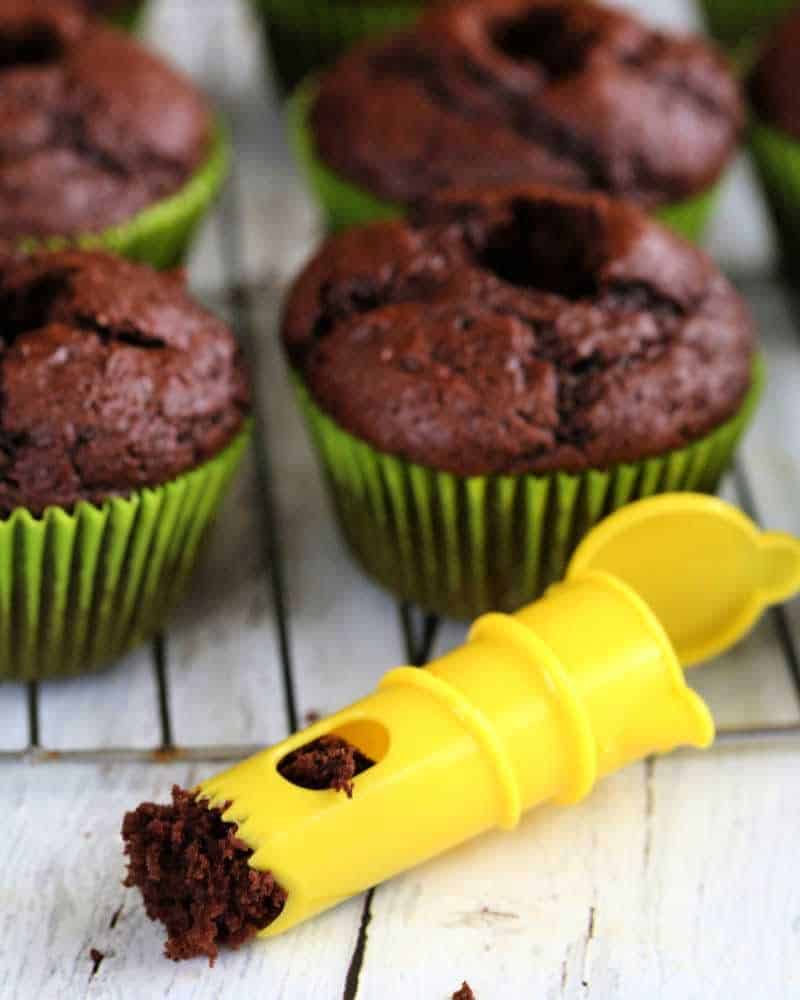 lemon juicer to cut holes in cupcakes