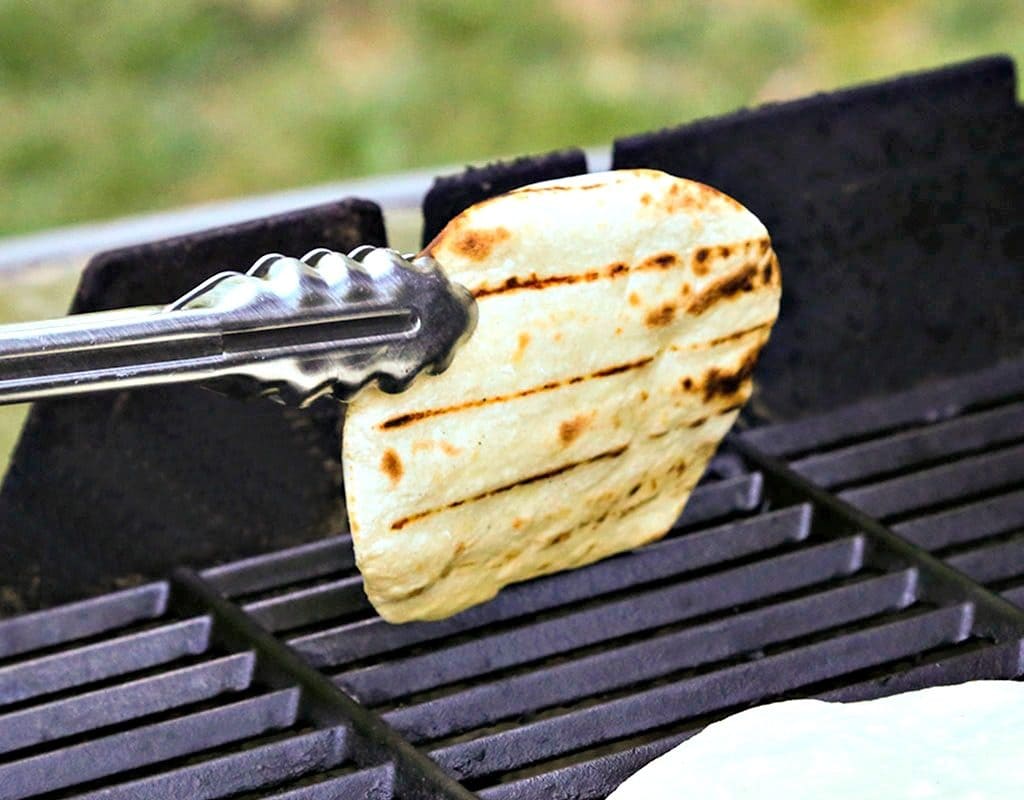 A tortilla on a grill