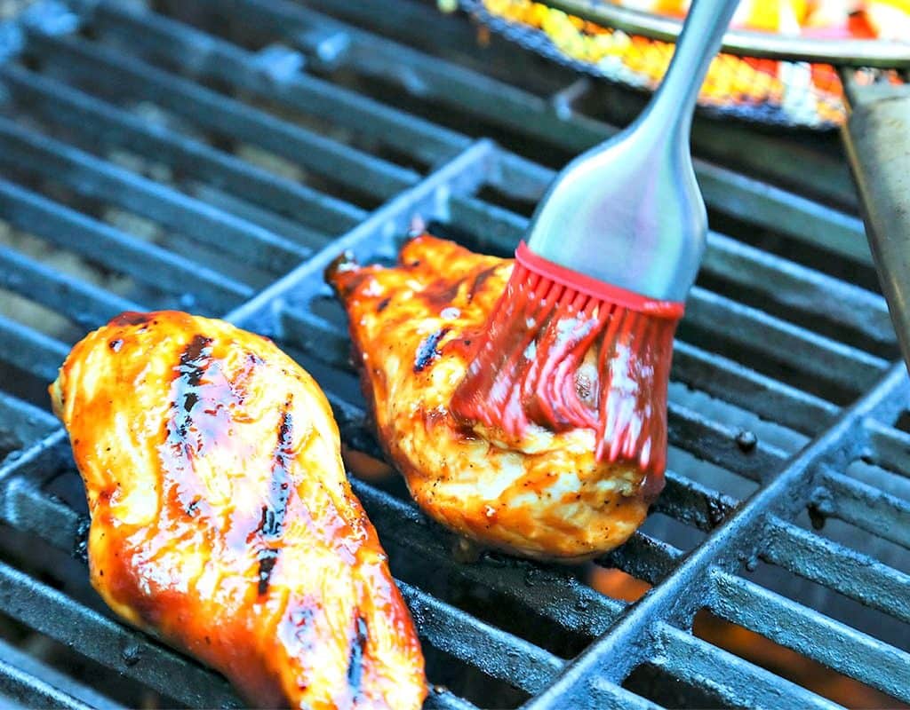 Chicken on a grill, with BBQ Chicken Tostadas