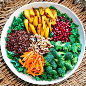 A bowl of fSuper Food Salad with Ginger Sesame Dressing