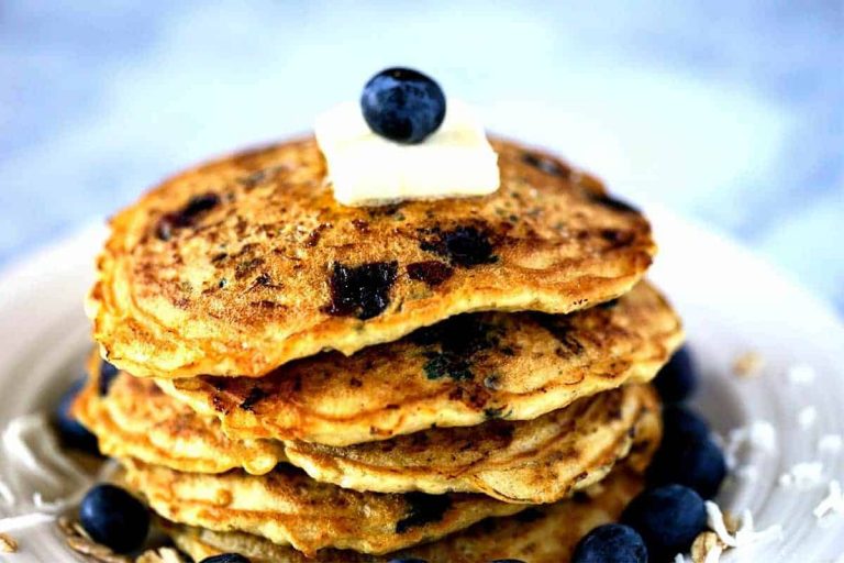 Blueberry Coconut Oatmeal Pancakes
