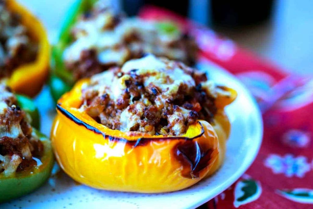 A close up of BBQ Turkey Stuffed Peppers