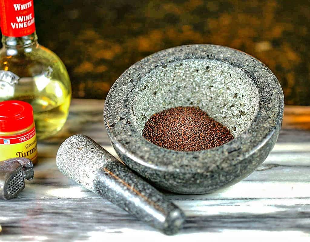 A close up of mortar and pestle