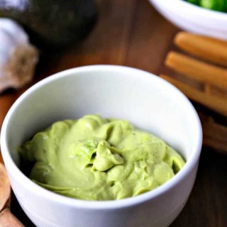 A bowl of avocado caesar dressing