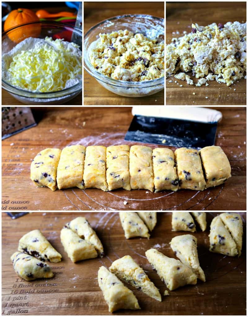 Process collage for making mint chocolate chip scones