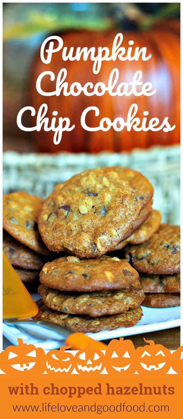 Pumpkin Chocolate Chip Cookies—light and airy pumpkin cookies chock full of chocolate chips and chopped hazelnuts—are perfect for Fall parties or tailgates!