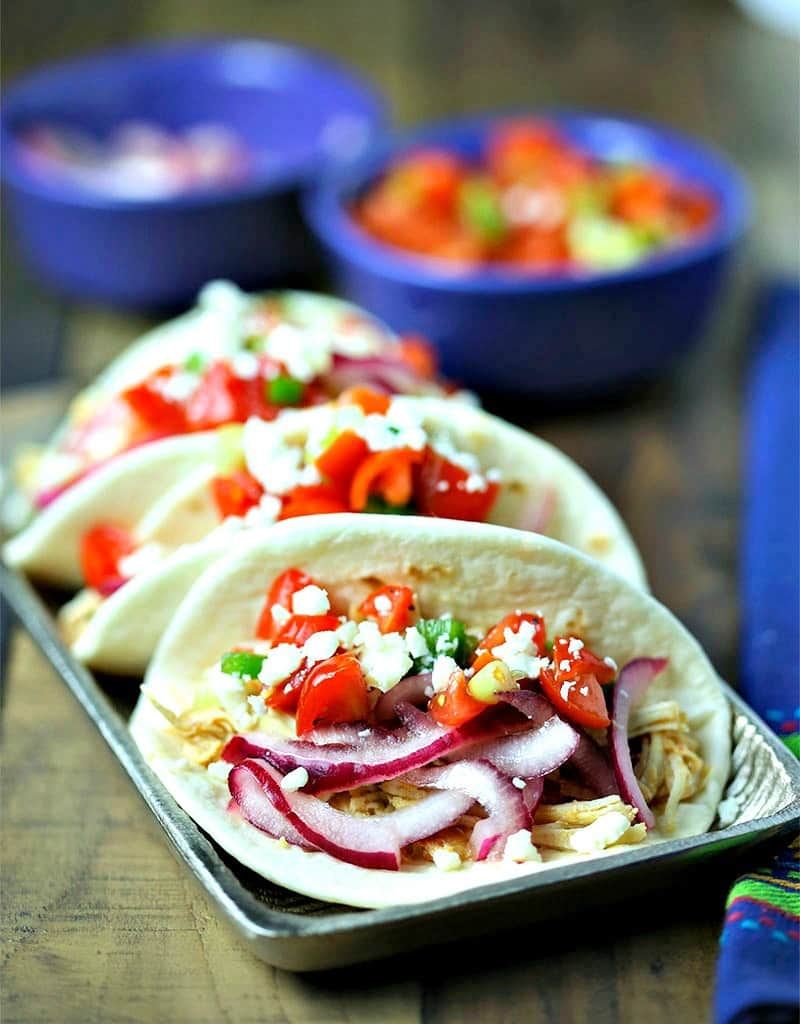 Smoky Chicken Street Tacos with Pickled Red Onion and Fresh Salsa | Life, Love, and Good Food