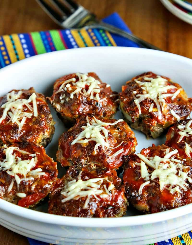 A plate of Meatloaf Muffins on a table