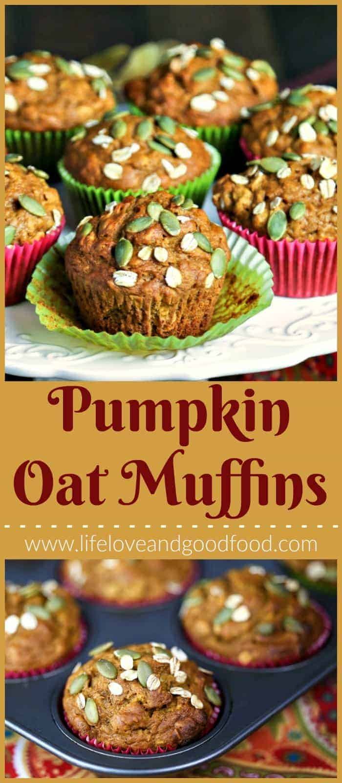 Make these Pumpkin Oat Muffins with whole wheat flour for a healthier, whole grain muffin sweetened with dark brown sugar and maple syrup.