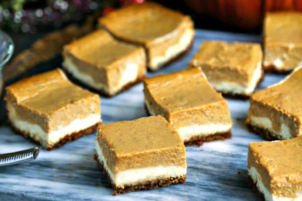 Pumpkin Pie Cheesecake Bars with Gingersnap Crust - Life, Love, and ...