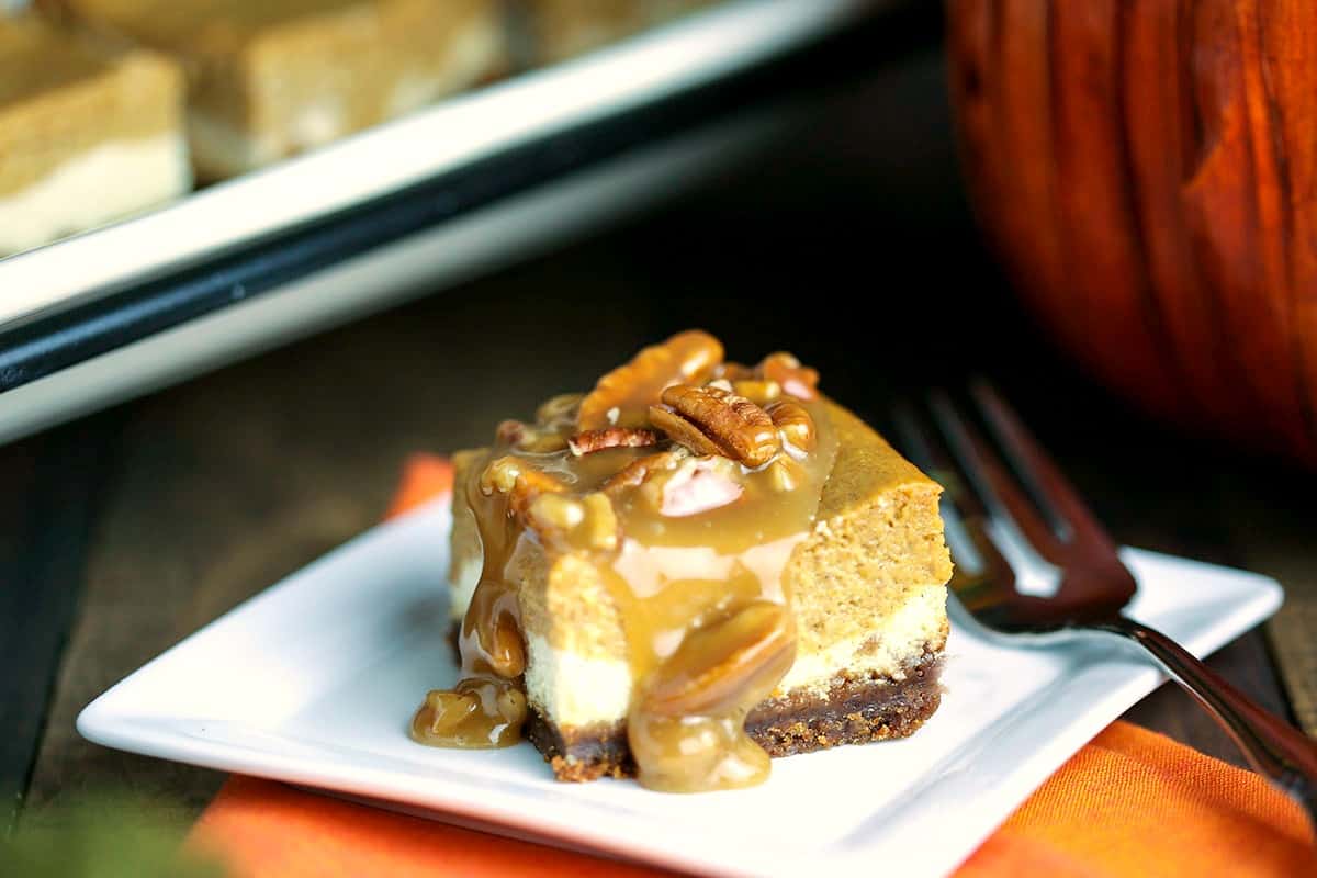 Pumpkin Pie Cheesecake Bars with Gingersnap Crust