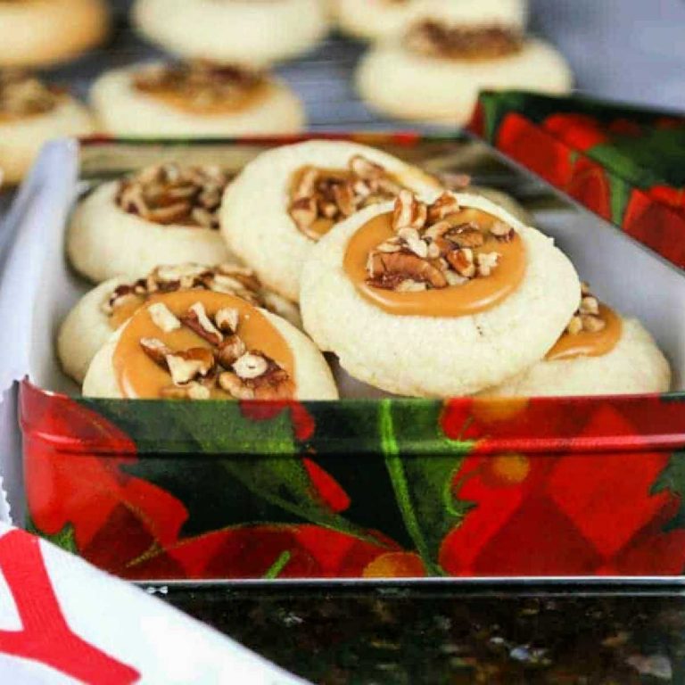 Caramel Pecan Thumbprint Cookies