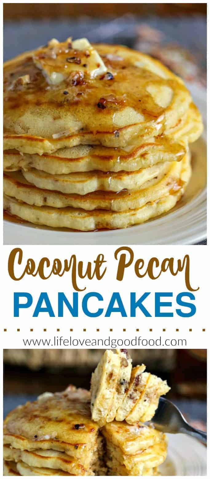 Coconut Pecan Pancakes. Step up your pancake game by adding toasted coconut and pecans to this basic, no-fail batter!